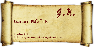 Garan Márk névjegykártya